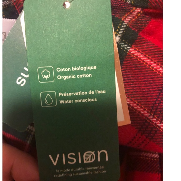 Red tartan organic cotton cabin lounge check pants NWT - Picture 9 of 11